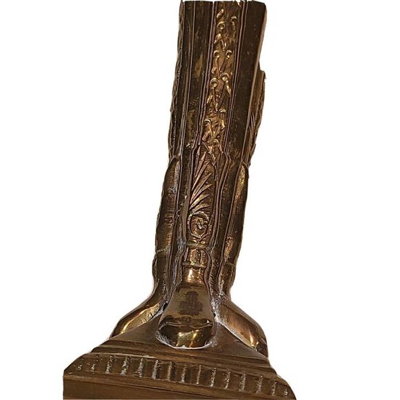 Mid 20th Century Hollywood Regency Brass Ram's Head Candle Holders Set of 2 EUC - Picture 7 of 11